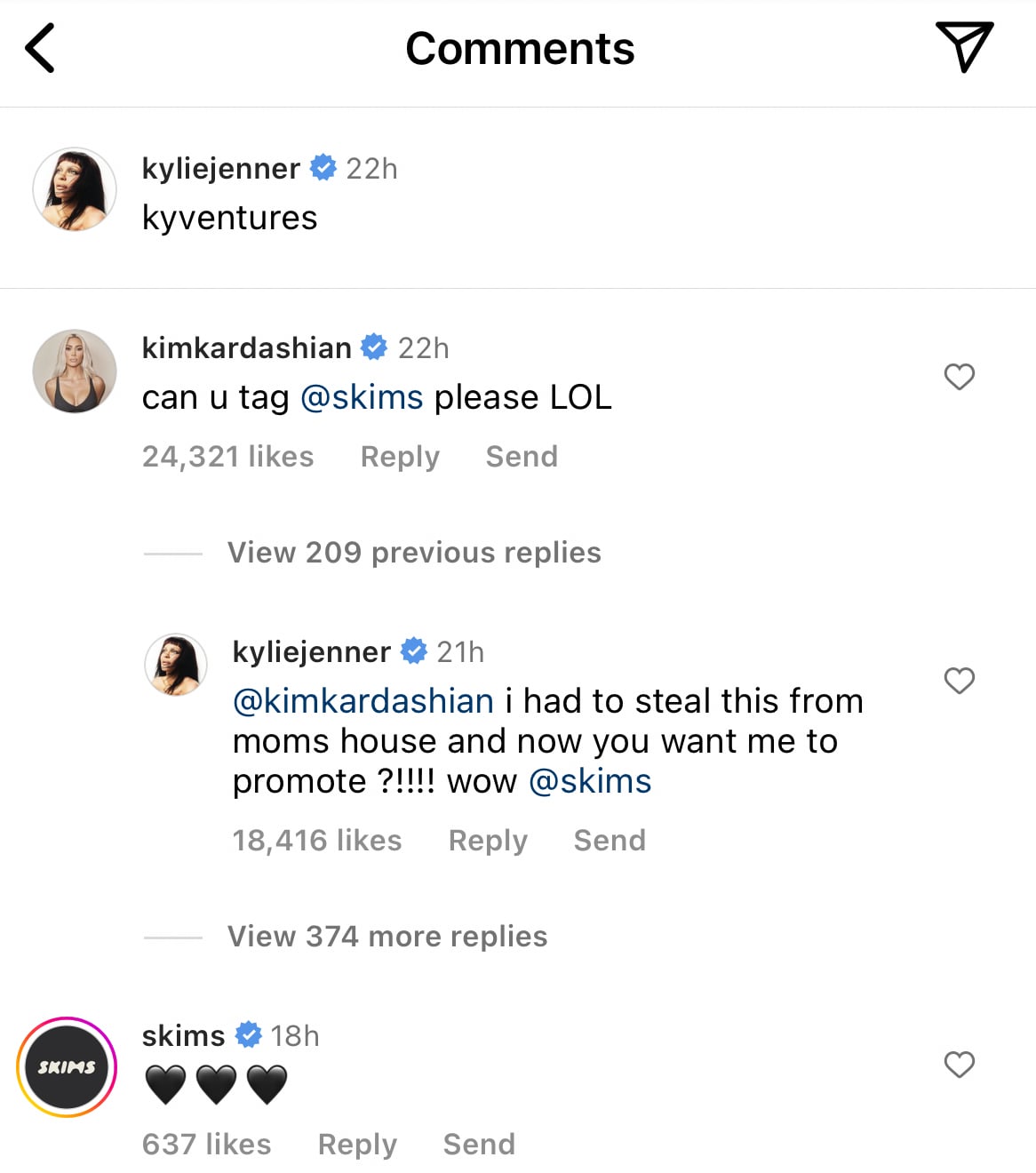 Kim Kardashian Playfully Calls Out Kylie Jenner for Failing to Tag SKIMS in  Instagram Post