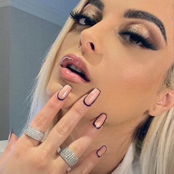 Bebe Rexha S Outline Nail Art Popsugar Beauty