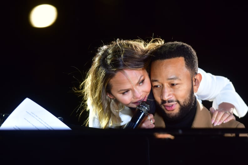 John Legend and Chrissy Teigen at the Biden-Harris Election Night Rally 2020