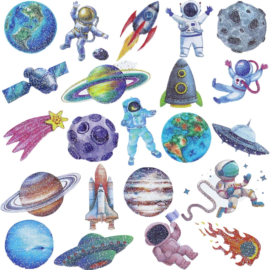 Hohamn 120 Pcs Glitter Galaxy Temporary Tattoos ($7)
They're not strictly necessary, but temporary tattoos are a fun addition that I noticed a few fans wearing. I especially loved space-themed ones like these. If you're unsure how to add a touch of blue, consider a rocket ship or a blue astronaut. They're perfectly on theme and incredibly cute, too.