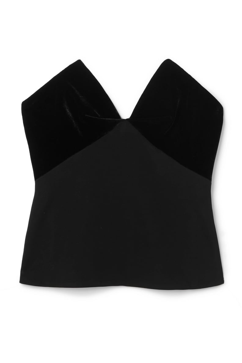 Cushnie Velvet and Crepe Bustier Top