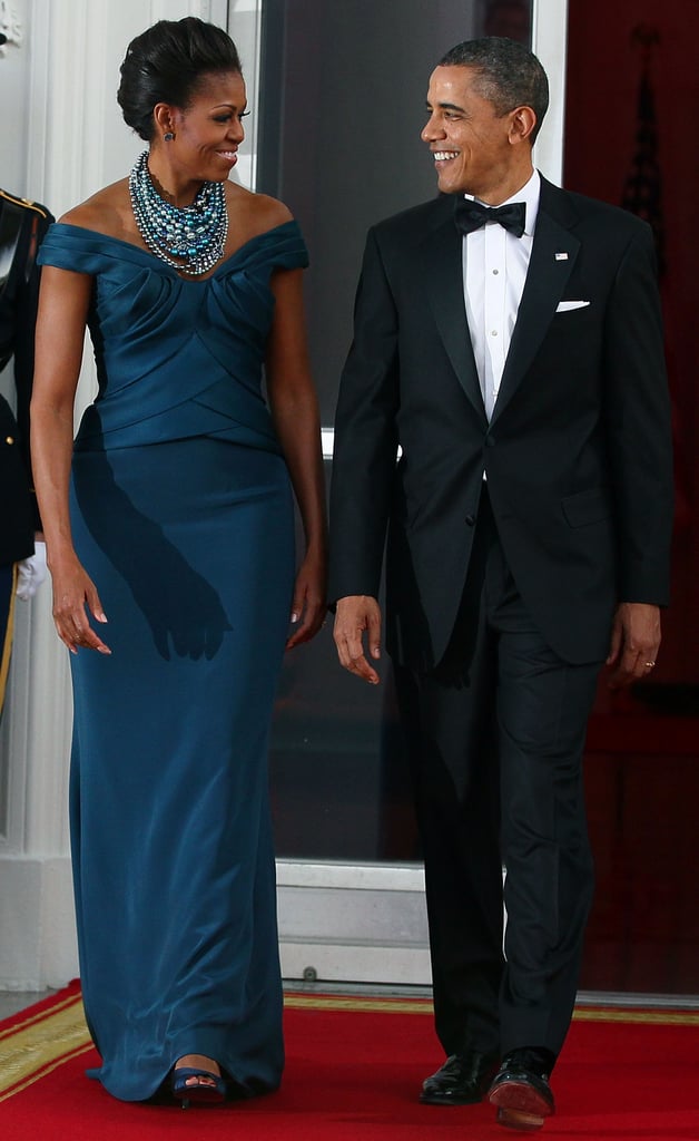 Michelle wearing Marchesa at a 2012 state dinner.