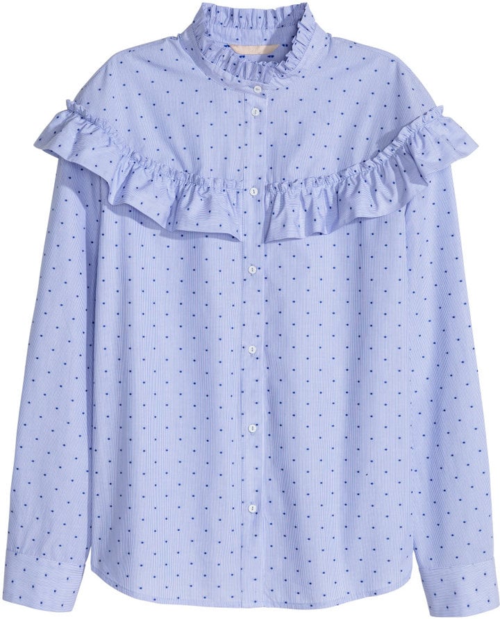 H&M Blouse with Ruffles - Blue/dotted - Ladies ($50)