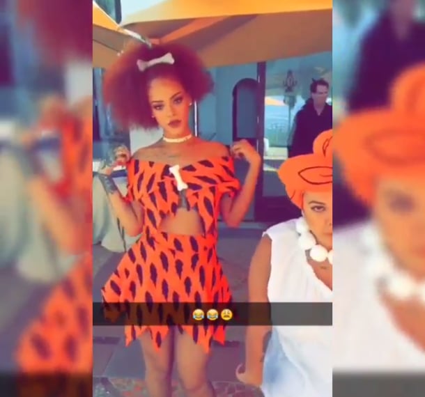 Rihanna Dresses Up as Pebbles Flintstone For Birthday Party