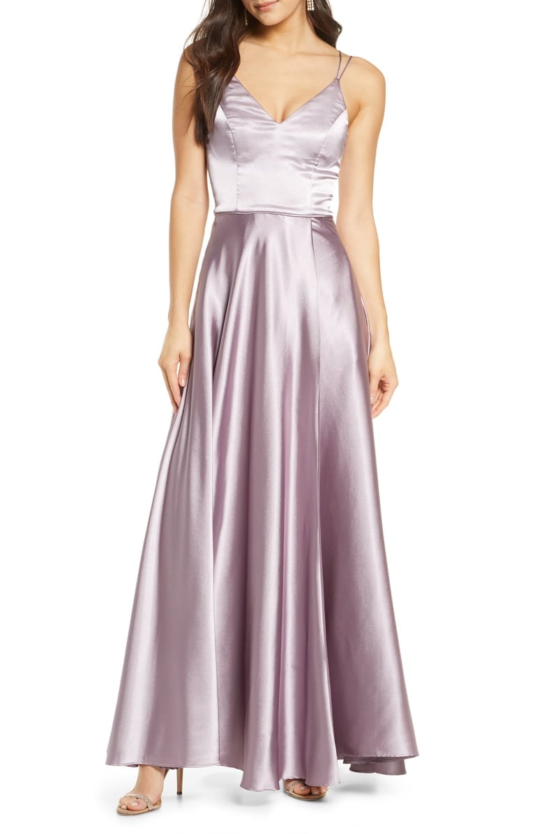 Sequin Hearts Dual Strap Satin Ballgown ...