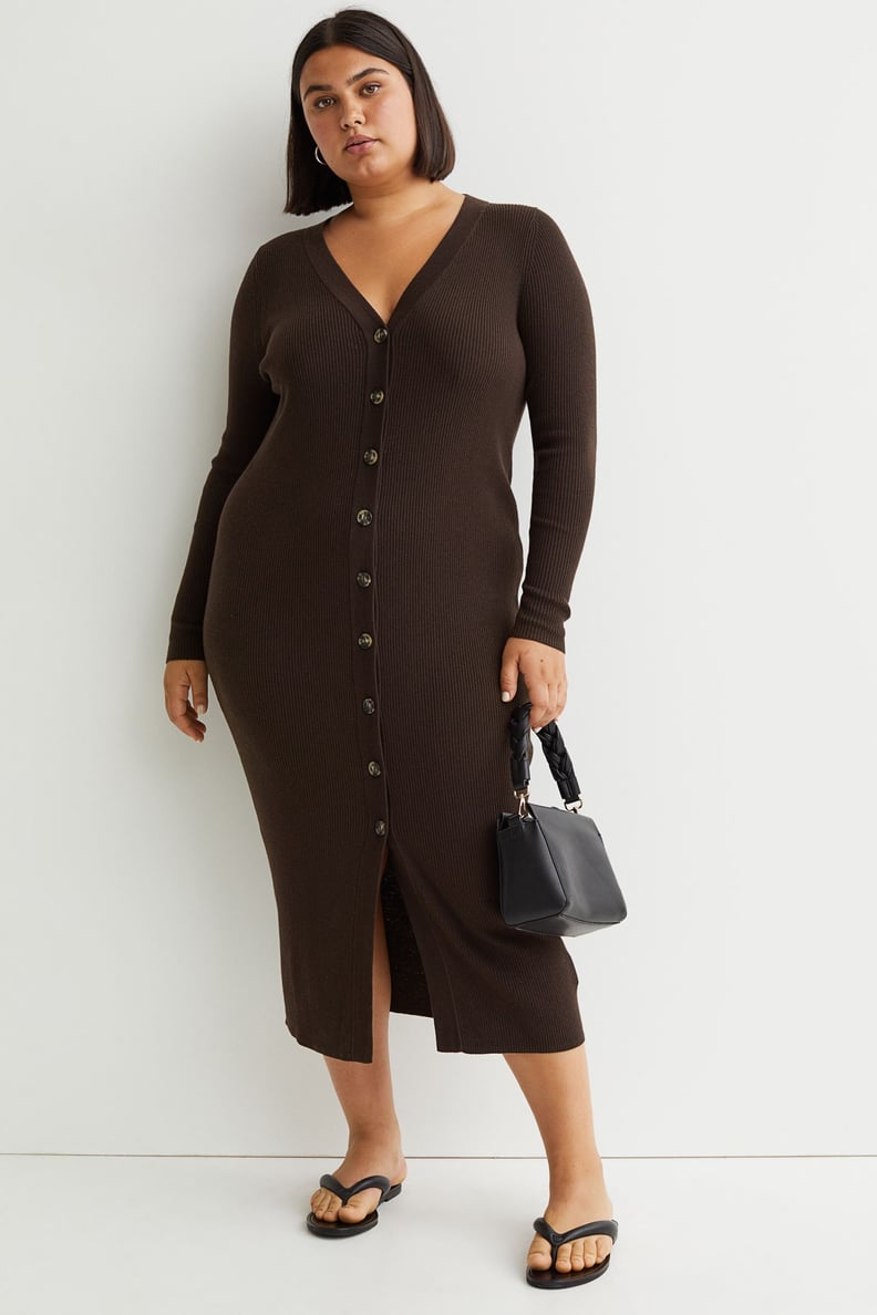 A Classy Button-Front Style: H&M+ Ribbed Dress