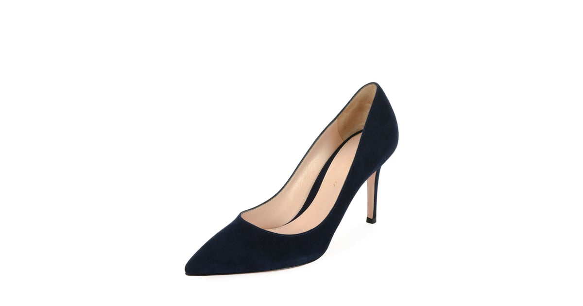 Gianvito Rossi 85 Suede Point-Toe Pump | British Royals Wearing Navy ...