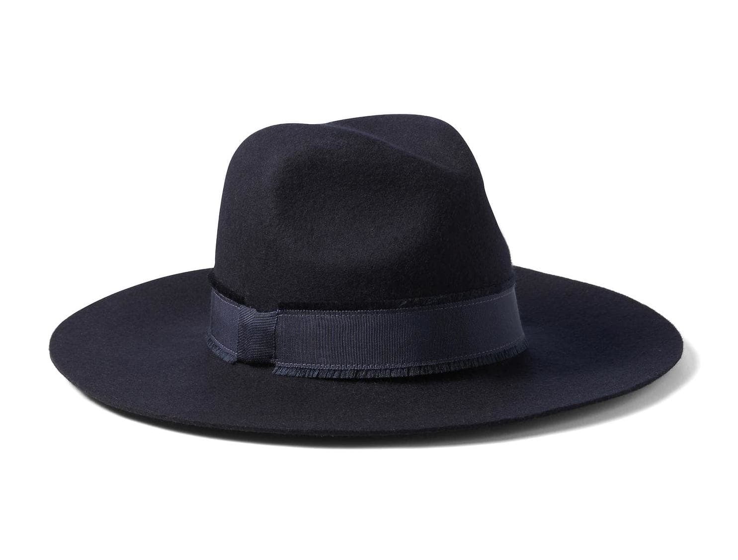 Frayed-Ribbon High-Crown Fedora Hat 