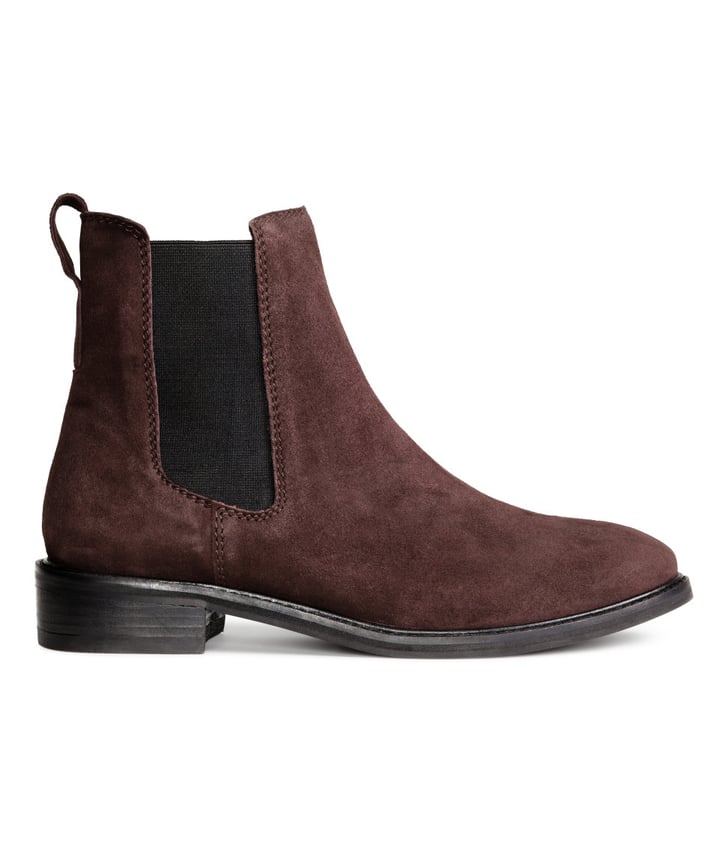 H&M Suede Chelsea Boots Dark brown ($70) | Affordable Chelsea Boots ...