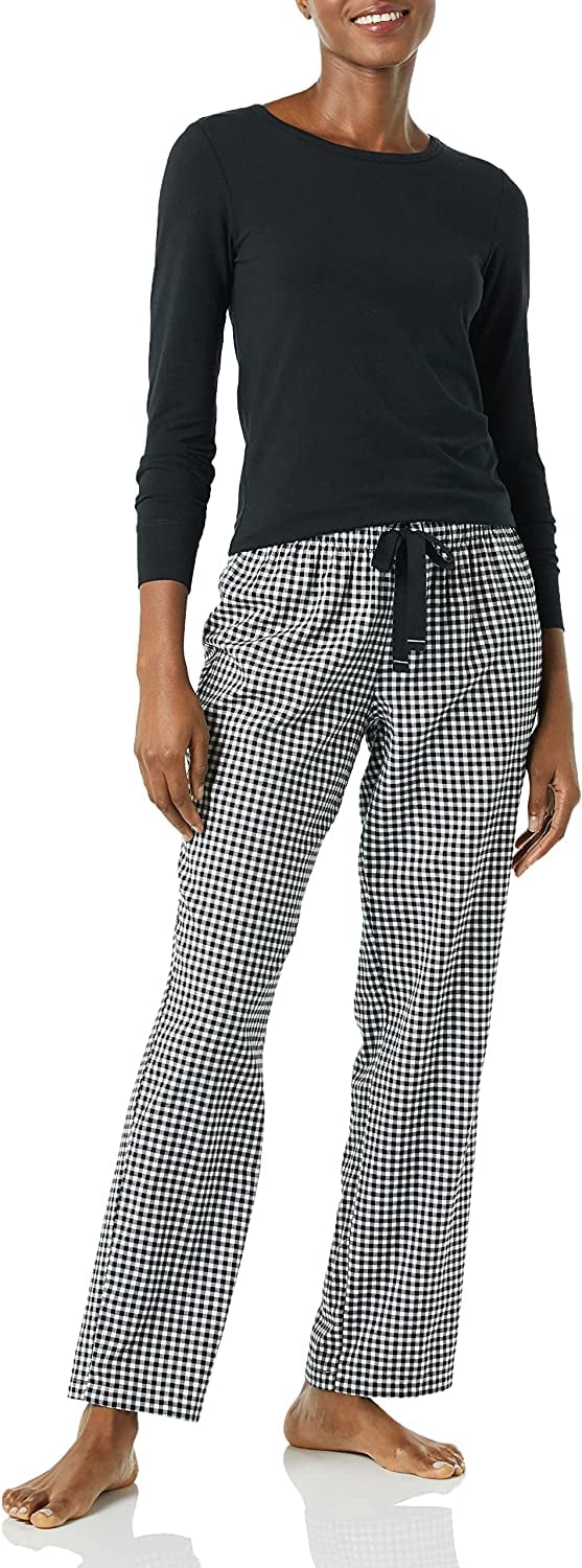 Cozy PJs: Amazon Essentials Women's Long-Sleeve Knit Top and Lightweight Flannel Pajama Pant Set