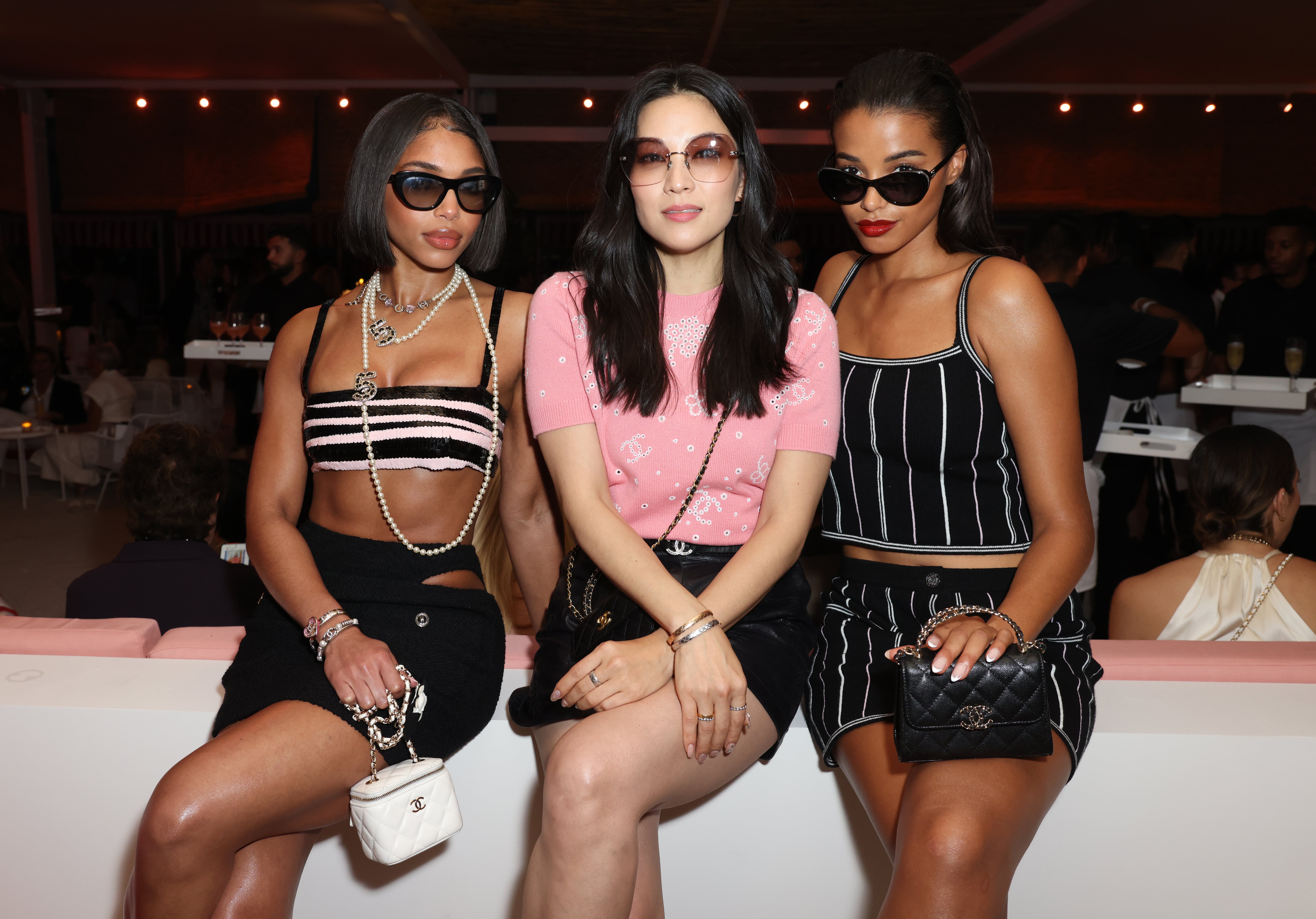 Lori Harvey's Sequin Bralette at the Chanel Cruise Show 2023