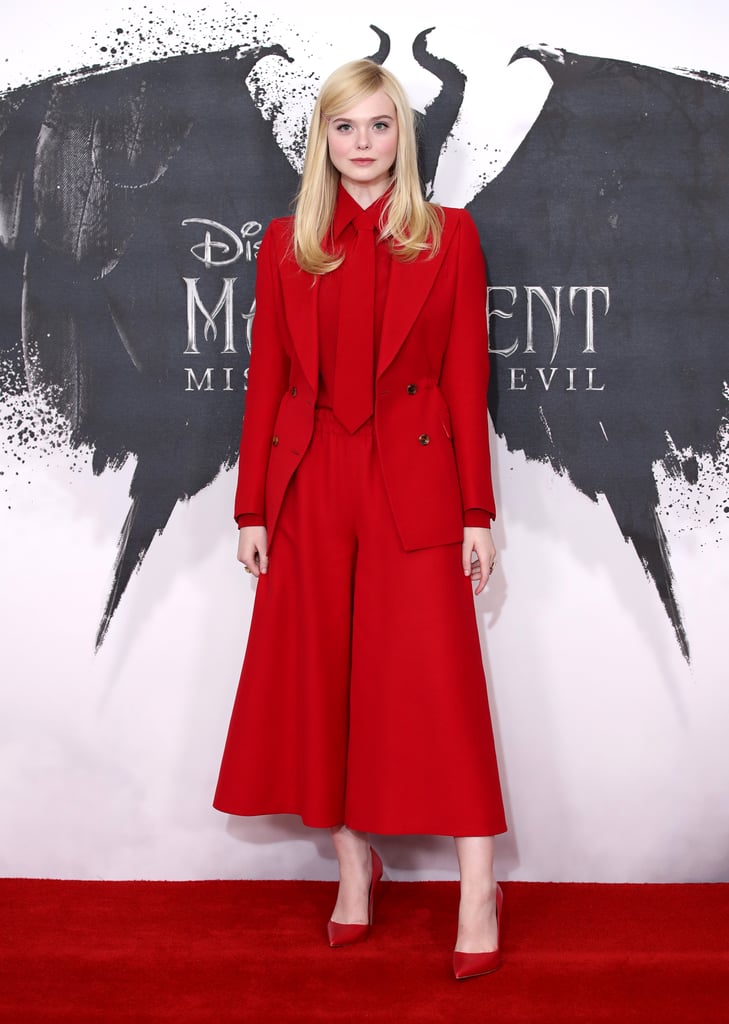 Elle Fanning in Gucci at the Maleficent: Mistress of Evil Photo Call, October 2019