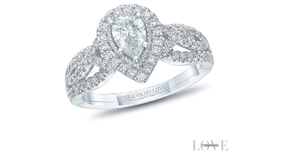 Vera Wang 18ct White Gold Diamond Pear Halo Ring | Paris Hilton's ...