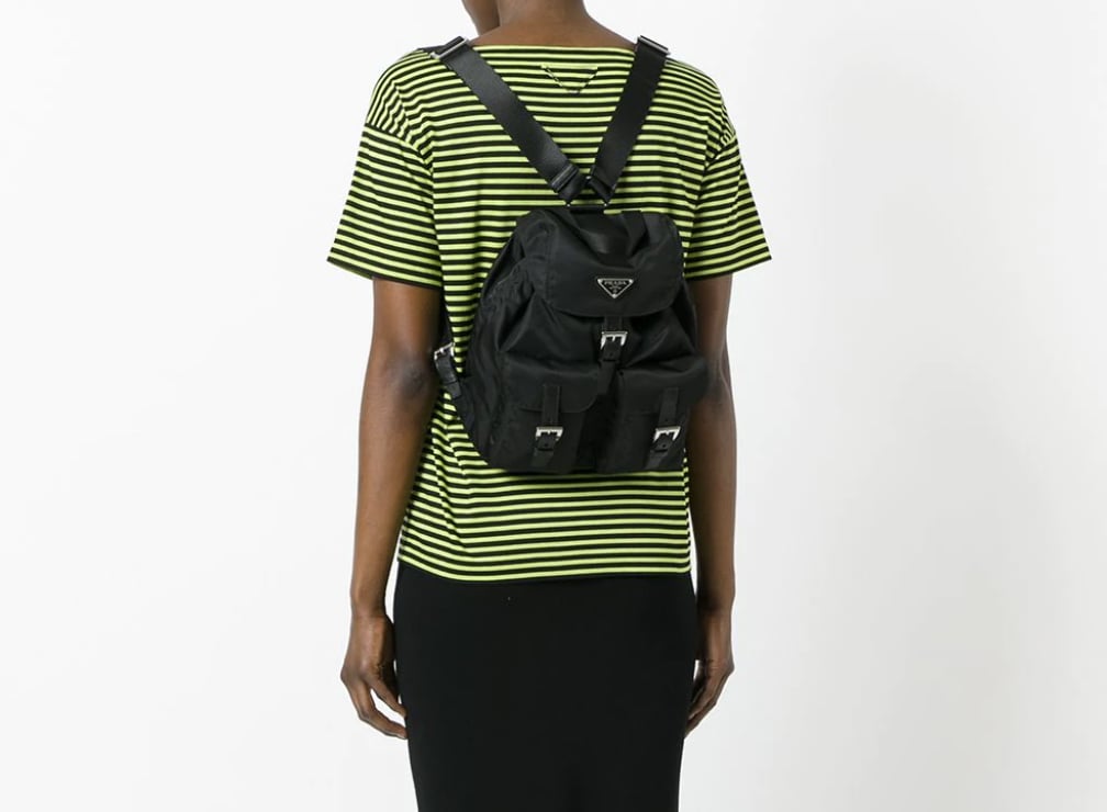 Prada Logo Plaque Nylon Backpack