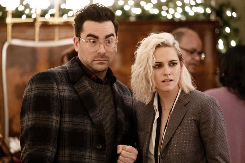 HAPPIEST SEASON, from left: Dan Levy, Kristen Stewart, 2020.  Hulu / Courtesy Everett Collection