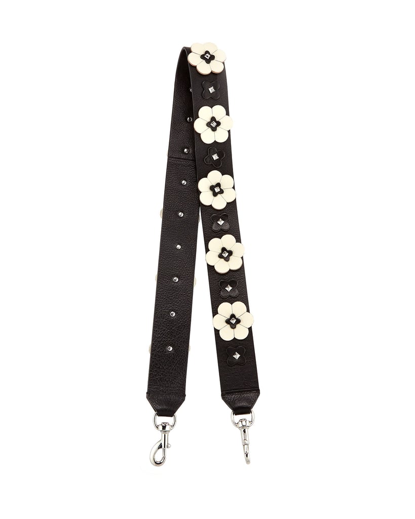 Rebecca Minkoff Floral Appliqué Guitar Strap for Handbag, Black (95