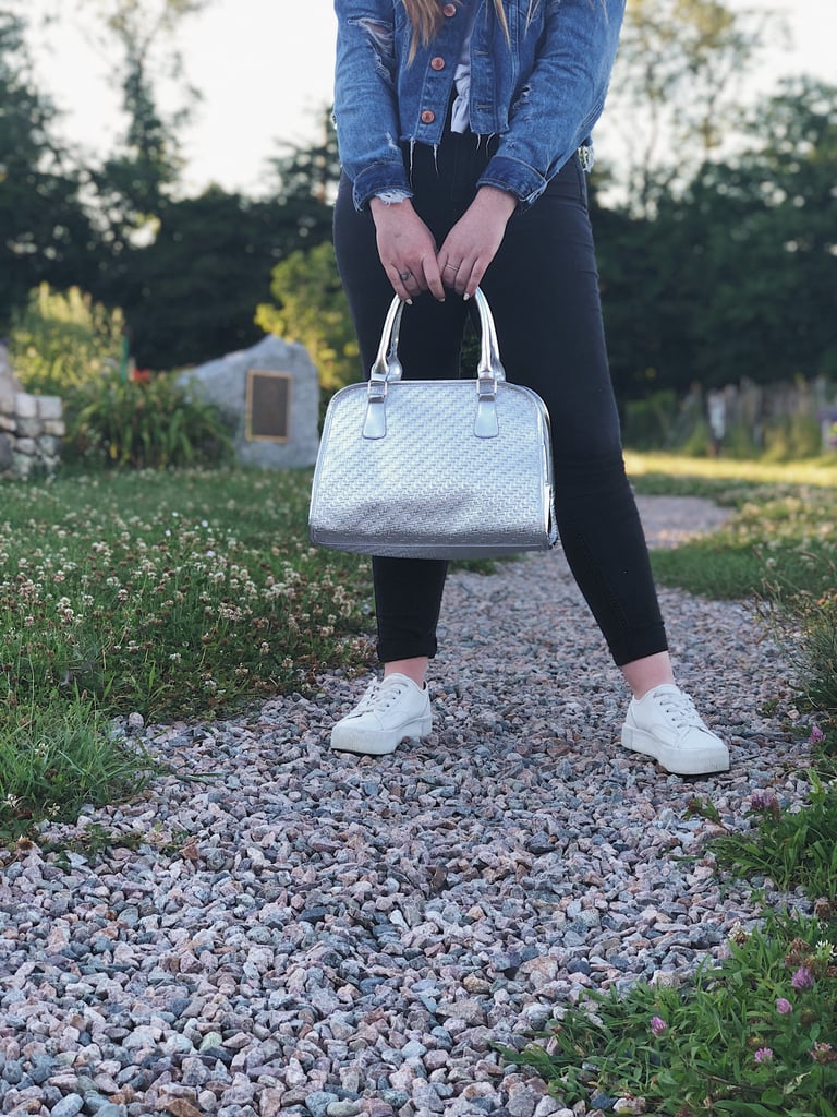 Silver Weave Teardrop Insulated Cooler Lunch Handbag