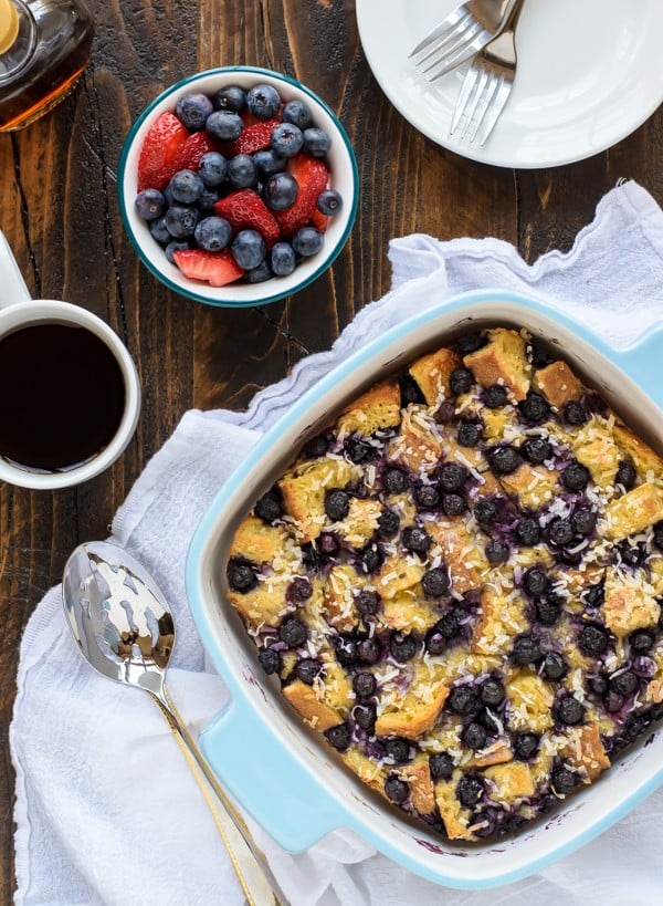 Coconut Blueberry French Toast Casserole