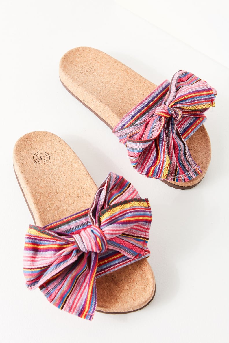Urban Outfitters Striped Bow Pool Slides