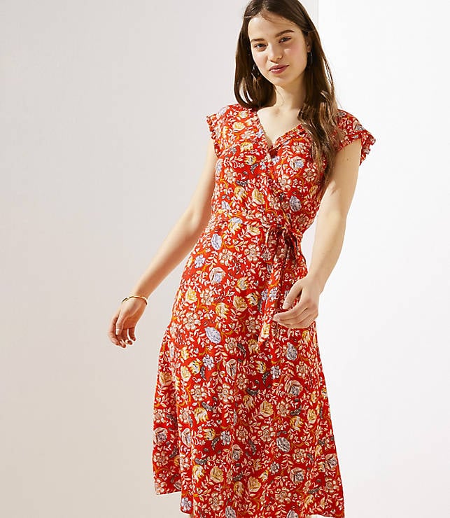 Floral Ruffle Wrap Dress