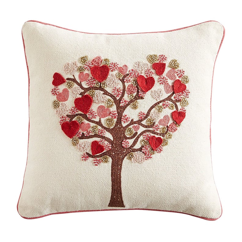 Beaded Tree of Hearts Pillow