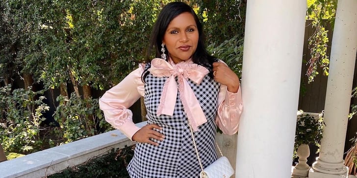 Mindy Kaling Means Business In Her Pink Pussy Bow Blouse Popsugar Fashion 