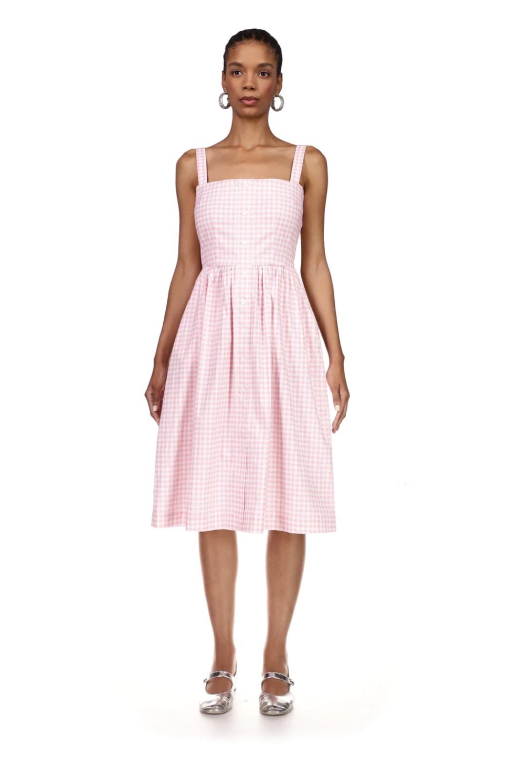 HVN Laura Cotton Dress Pink Gingham Selena Gomez s Flirty Ice