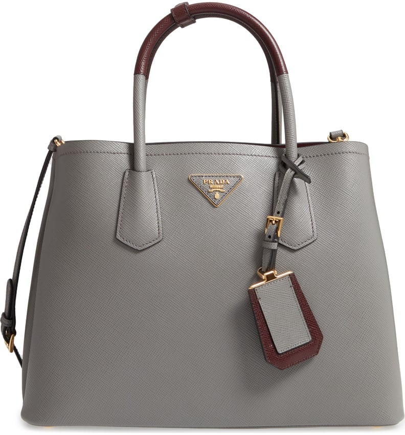 Prada Large Double Two-Tone Saffiano Leather Tote