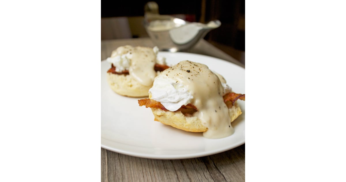 Southern Eggs Benedict With Biscuits, Bacon, and Gravy Biscuit