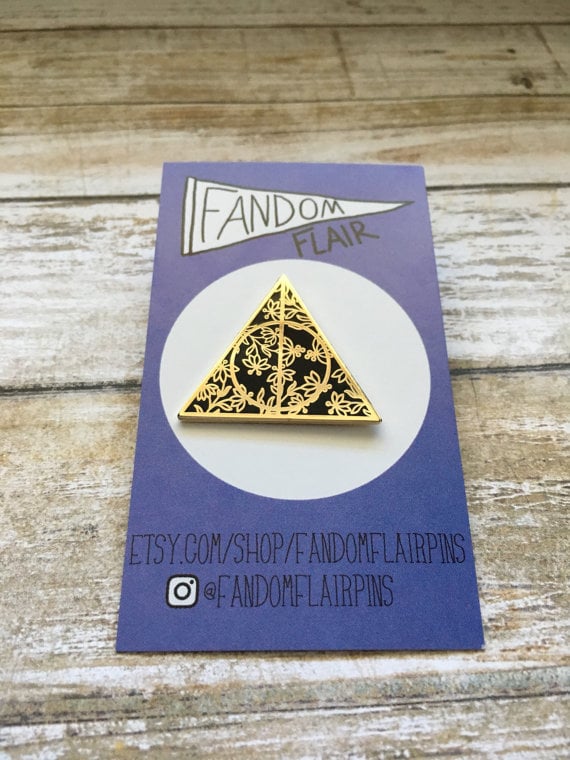 Floral Deathly Hallows Hufflepuff Enamel Pin