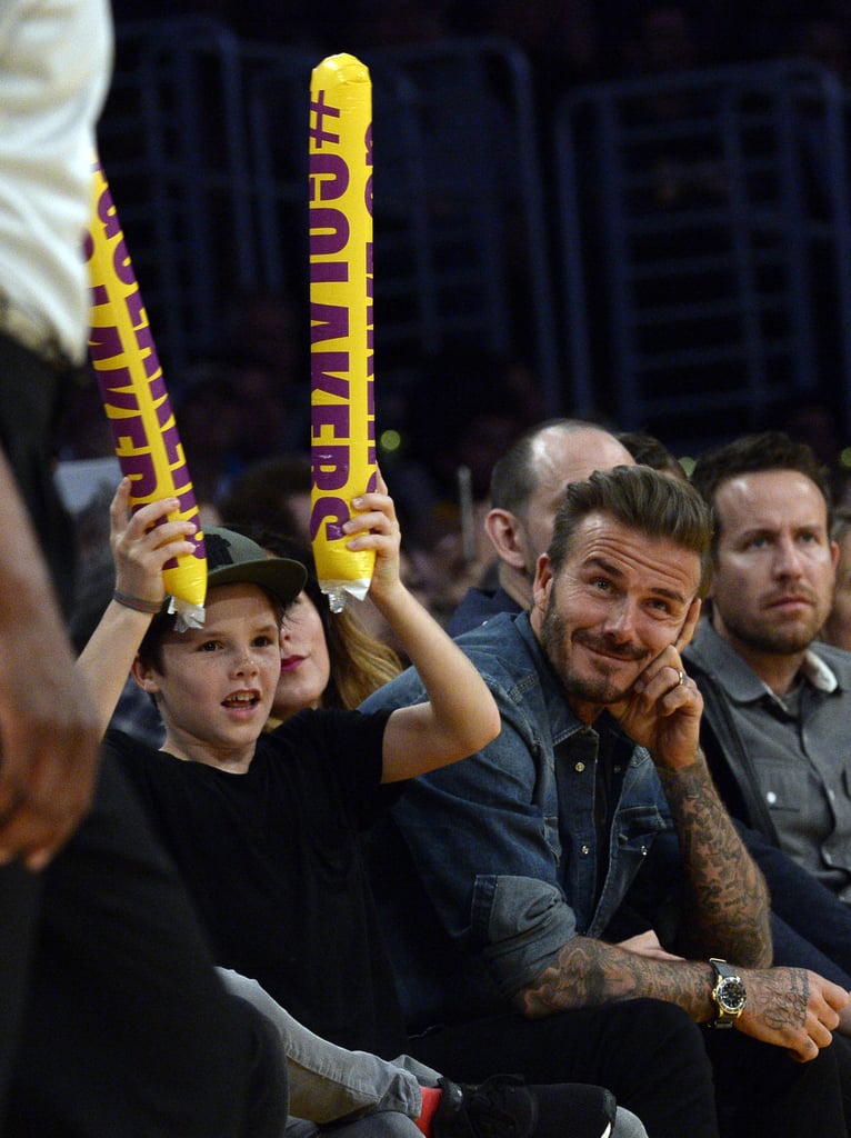 David Beckham With Sons at Lakers Game April 2016