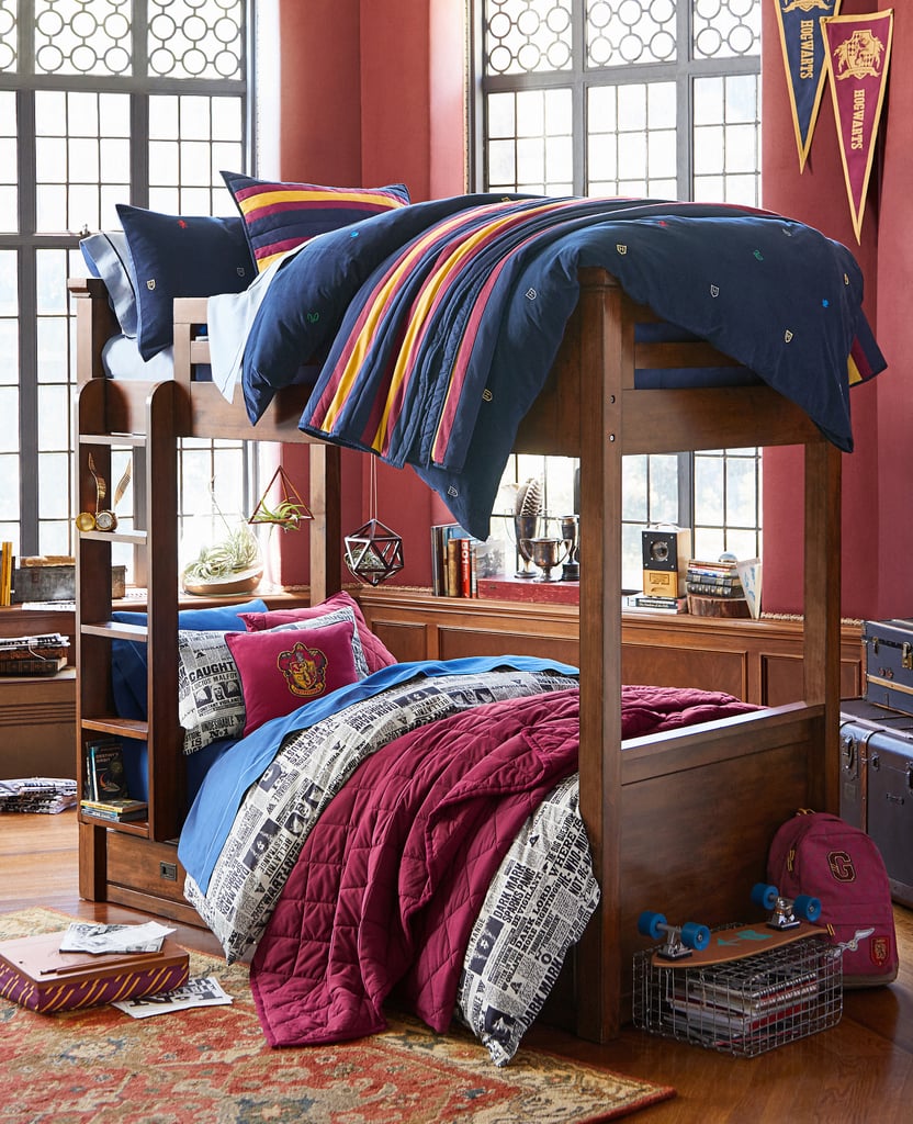 Hogwarts Striped Duvet Cover and Sham (pictured on top bunk, $30 - $199)