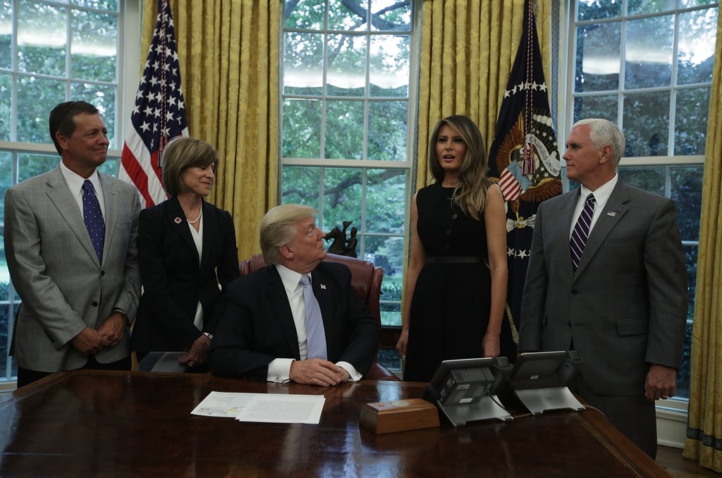 Melania Trump in Black Button Dress