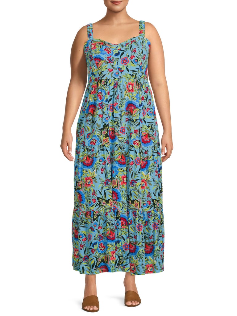 For a Floral Touch: Terra & Sky Plus Size Tiered Maxi Dress