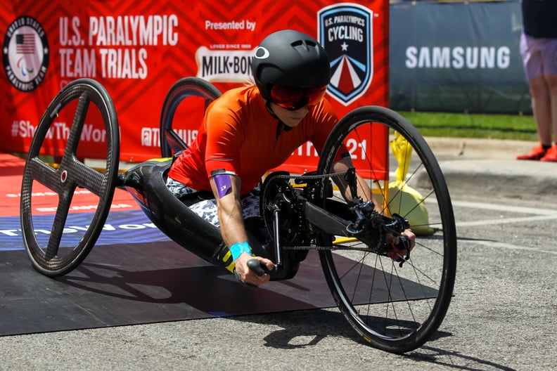 MINNEAPOLIS, MN - JUNE 19: Oksana Masters of the United States competes in the WH4-5 17.0 km Course time trial during the 2021 U.S. Paralympic Trials at Gold Medal Park on June 19, 2021 in Minneapolis, Minnesota. (Photo by David Berding/Getty Images)
