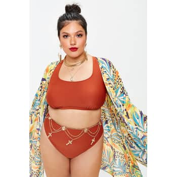 Miley Glitter High-Waisted Bikini Bottom - Plus Size