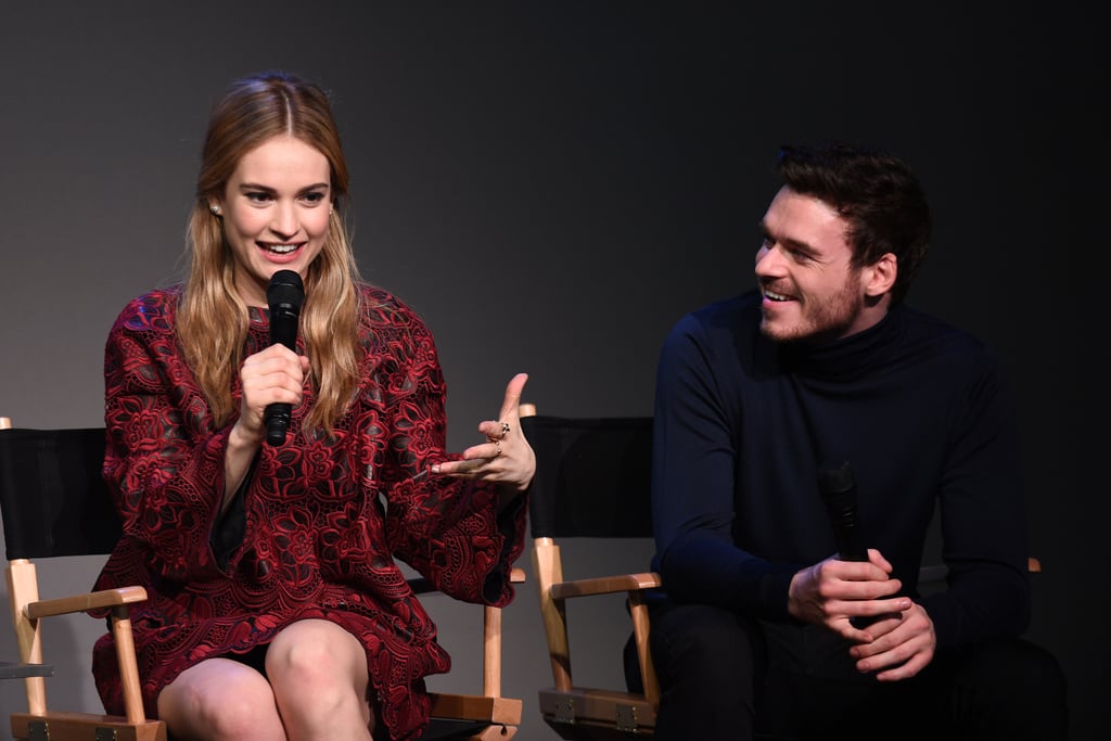 Lily James and Richard Madden fed off each other's energy while speaking about their new movie Cinderella at the Apple Store in NYC's SoHo neighborhood on Sunday.