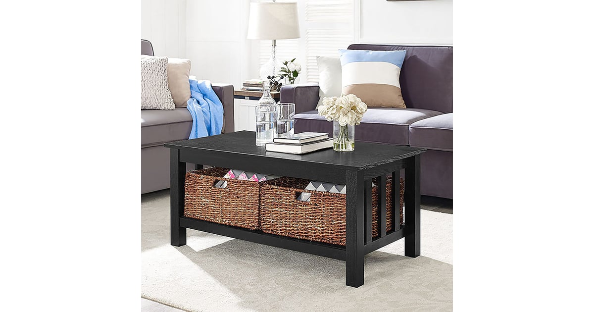 Black Wood Coffee Table With Storage Baskets Best Organisation Products From Pier 1 Imports