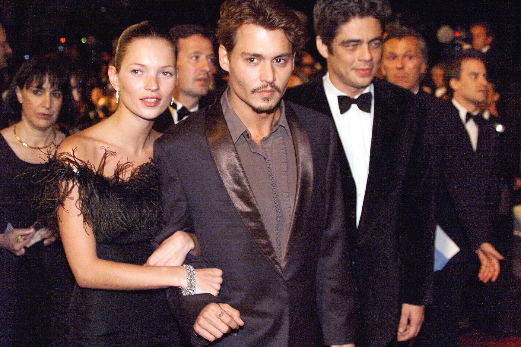Kate Moss Johnny Depp Cannes 1998 Kate Moss held onto Johnny Depp at the Cannes Film Festival in 1998. | The  Most Glamorous Cannes Film Festival Moments | POPSUGAR Celebrity Photo 74