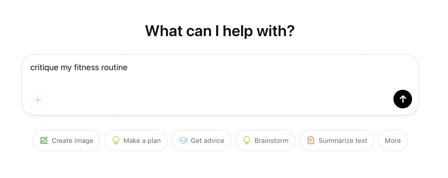 Asking ChatGPT to critique one's fitness routine.