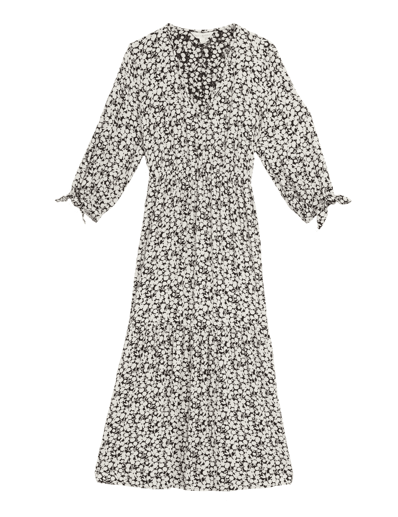 M&S X Ghost Floral V-Neck Tie Sleeve Midi Dress