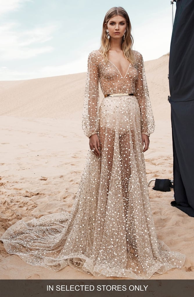 CHOSEN by One Day Nala Gold Mirrored Tulle Gown