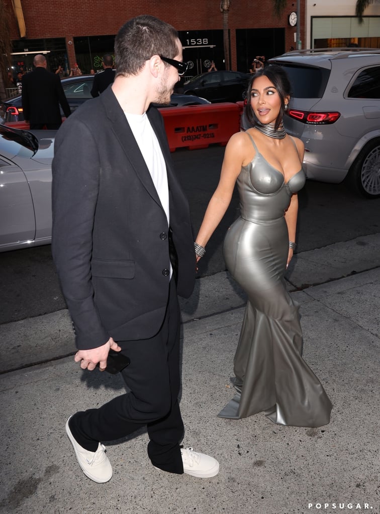 Pete Davidson and Kim Kardashian at "The Kardashians" Hulu Premiere