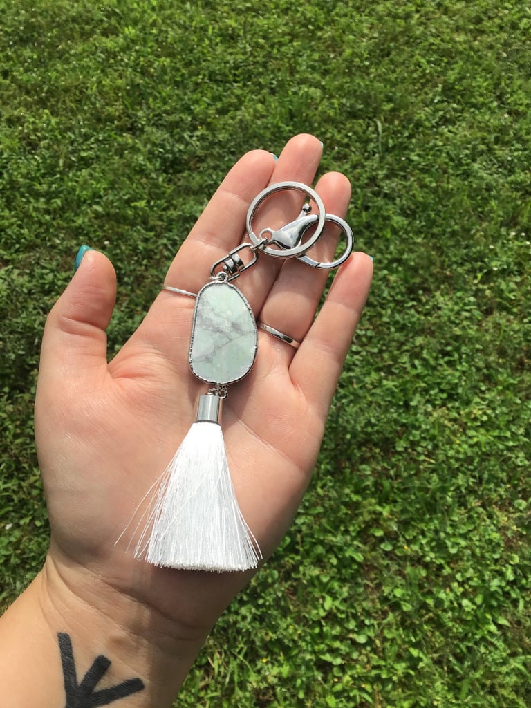 Boho Keychain With Crystal Stone in White