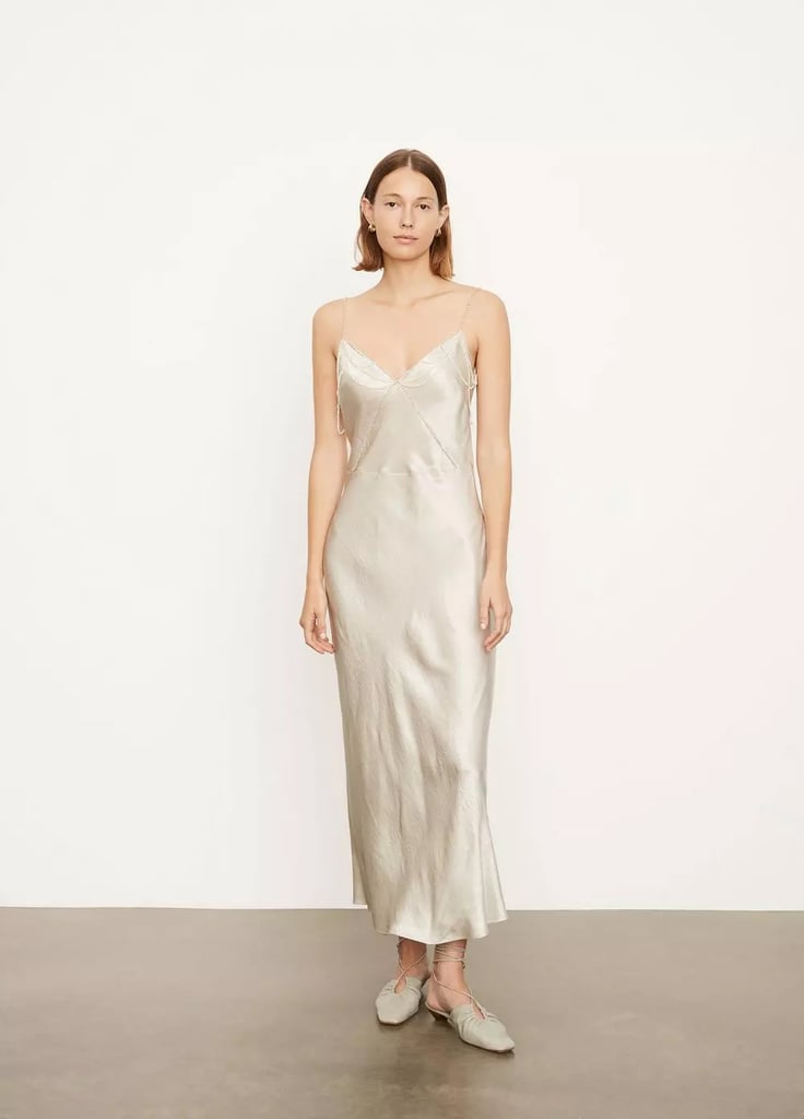 Vince Draped Beads V-Neck Slip Dress