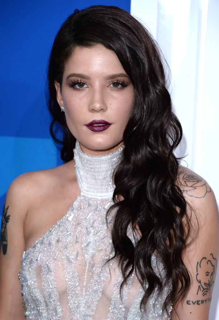 Halsey With Long Black Waves Halsey Black Hair April 2019 POPSUGAR