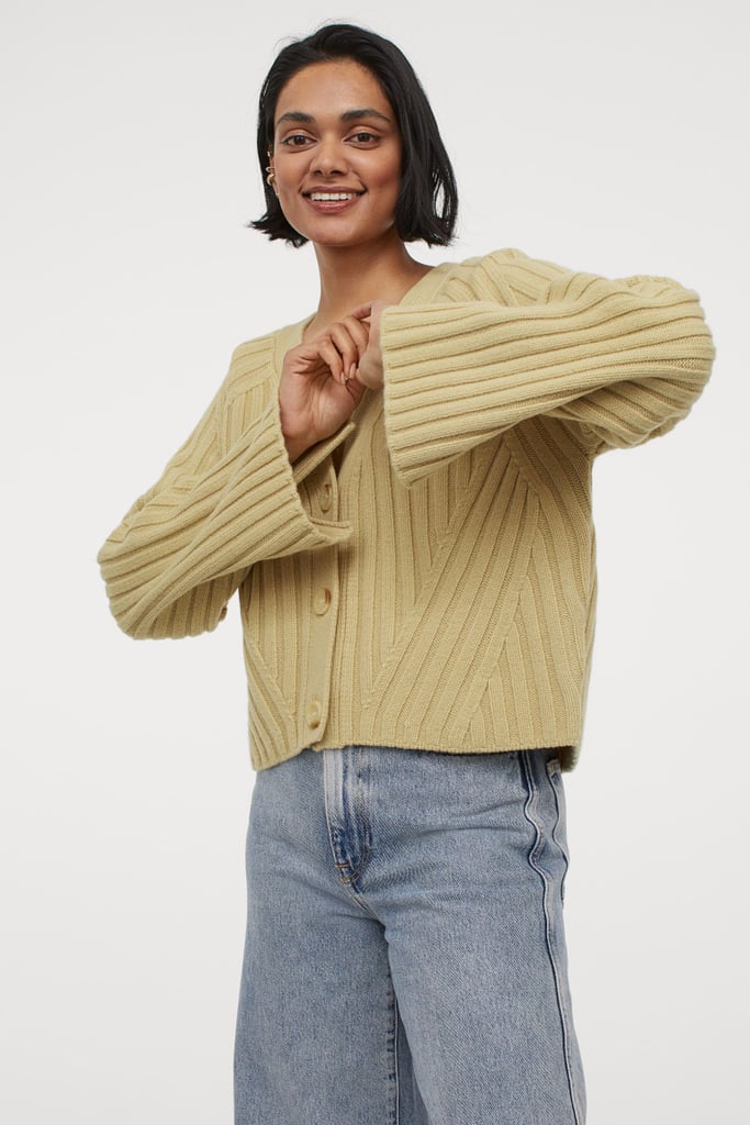 Rib-Knit Wool Cardigan