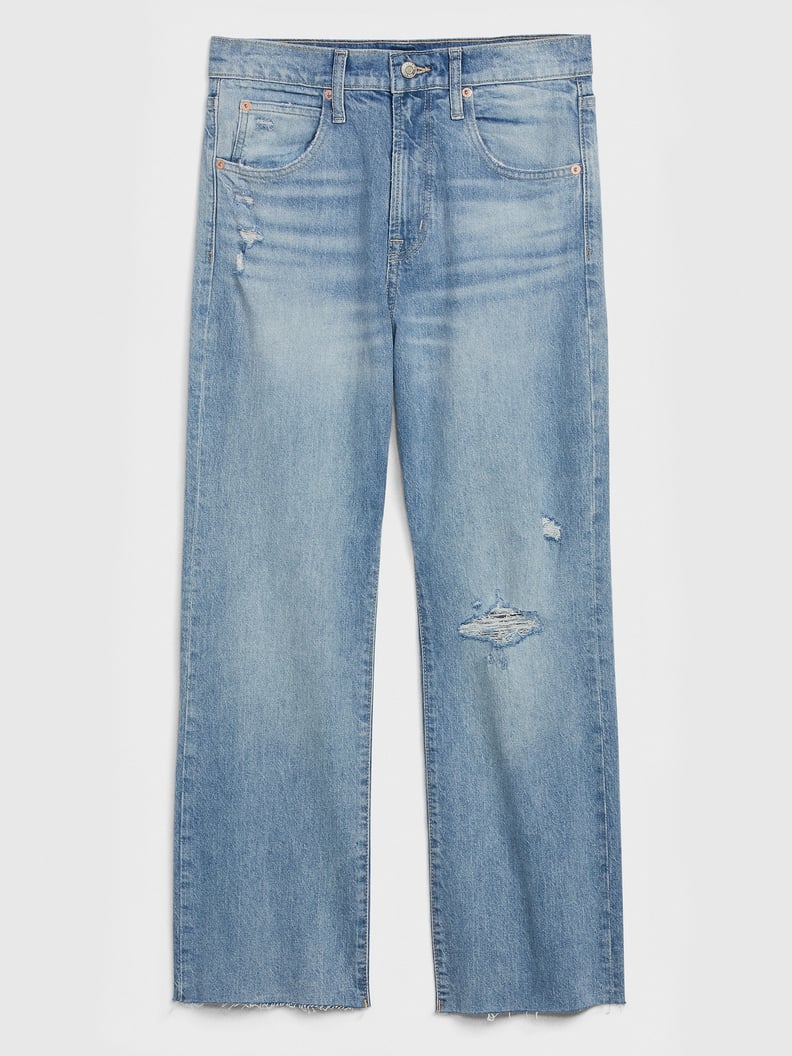 Gap High Rise Destructed Crop Ankle Flare Jeans