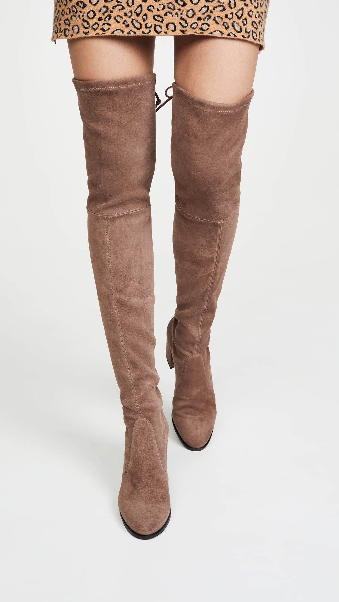 tan over the knee suede leather boots