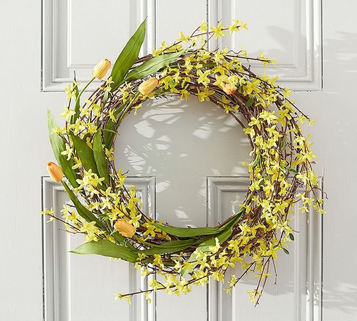 Forsythia & Tulip Wreath and Garland (109) Beautiful Spring Wreaths